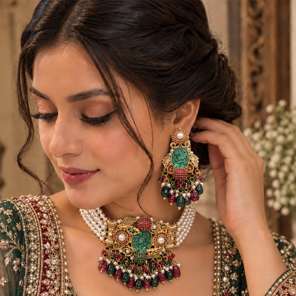 zeenat oval stone half choker