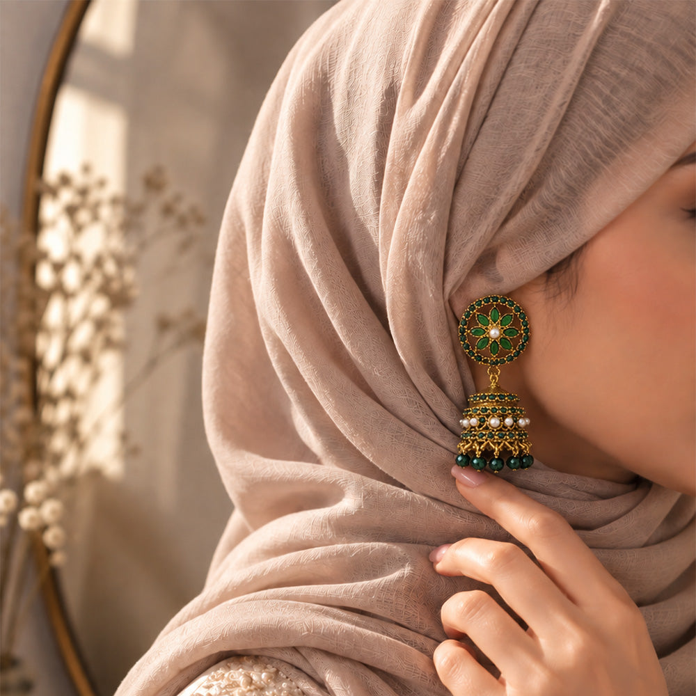 Golden green mini jhumki