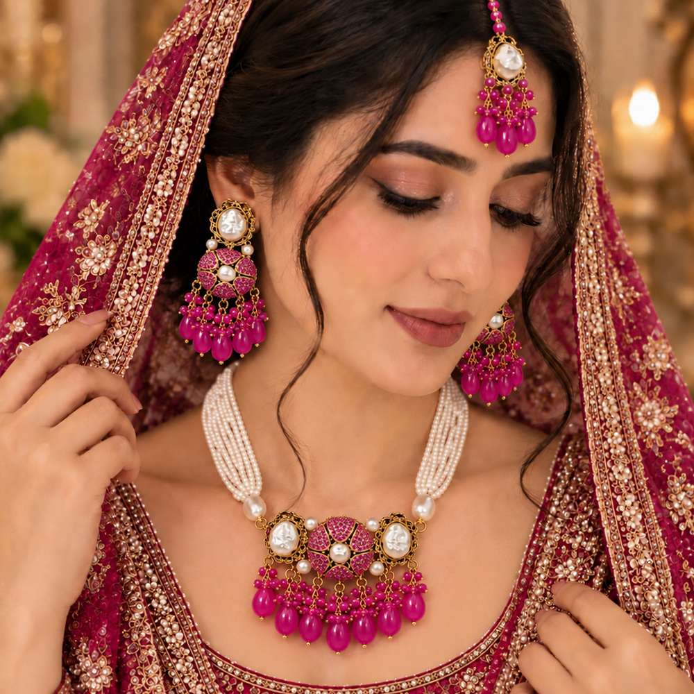 gulnaar hot pink nagina choker