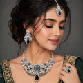 silver blue stone mini collar
