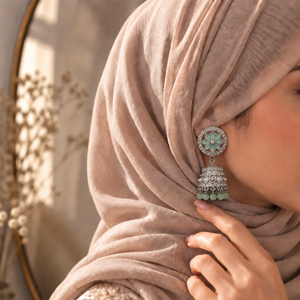 silver mint mini jhumki