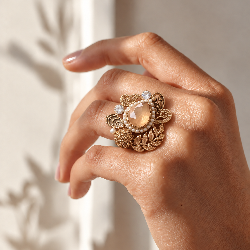 Pearl stone ring