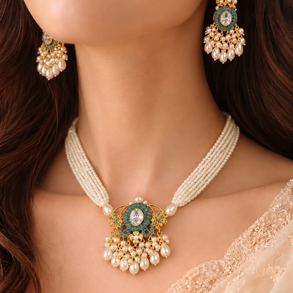 Gulnaar pearl stone choker