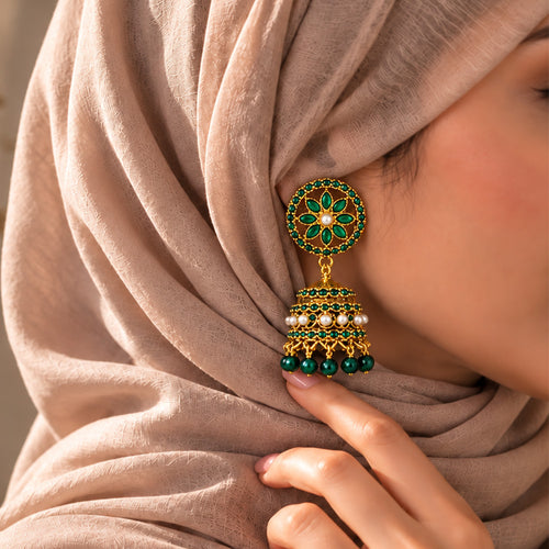 Golden green mini jhumki
