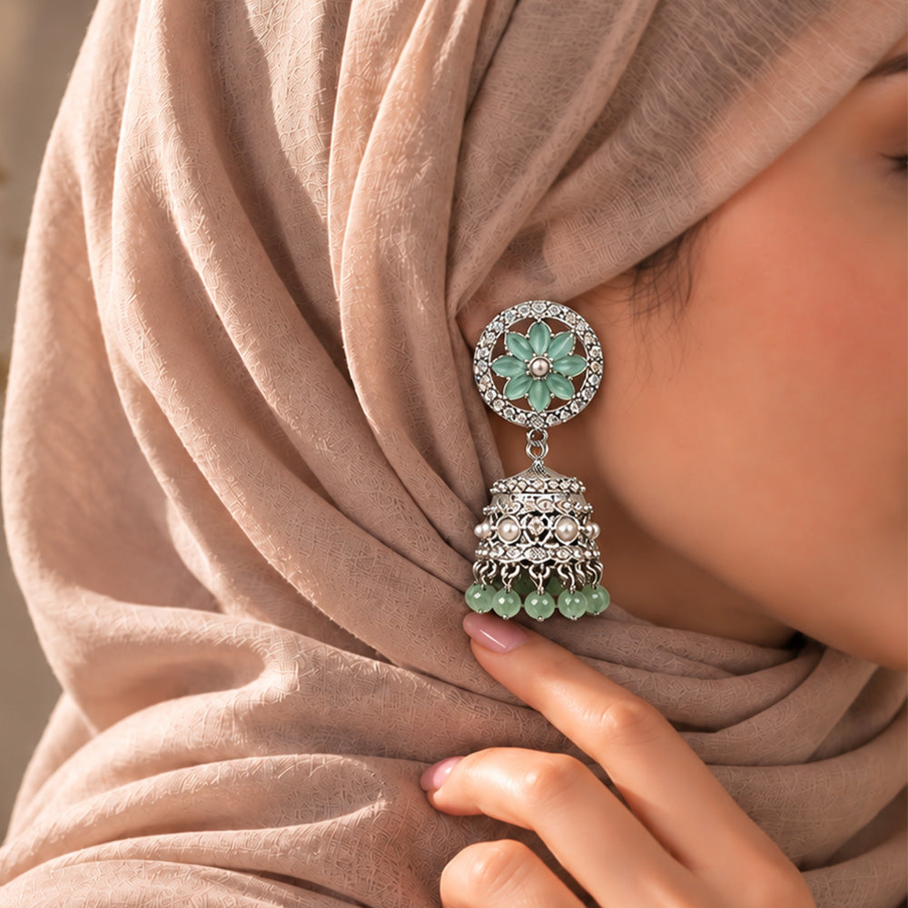 silver mint mini jhumki