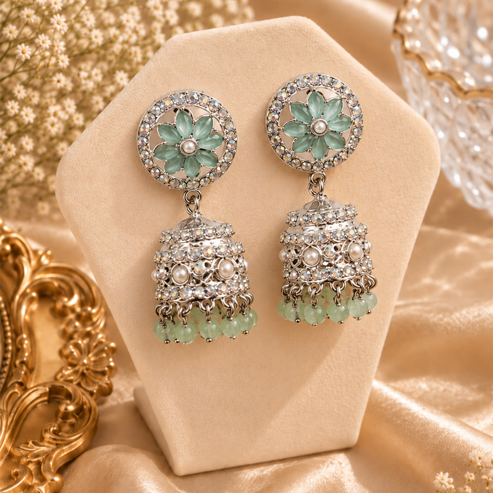 silver mint mini jhumki