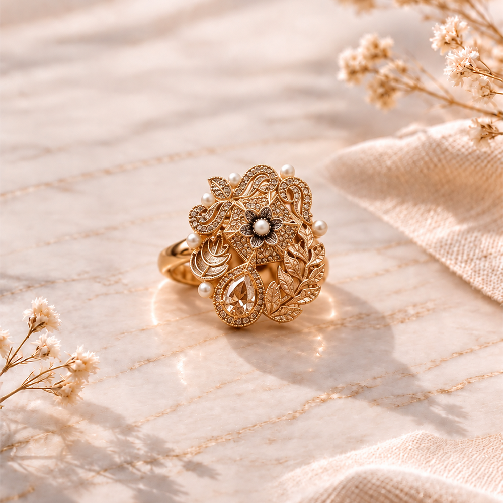 antique champagne zircon ring