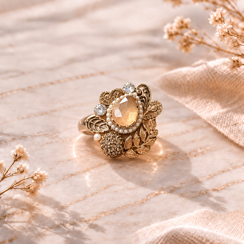 Pearl stone ring