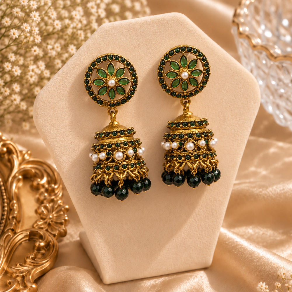 Golden green mini jhumki