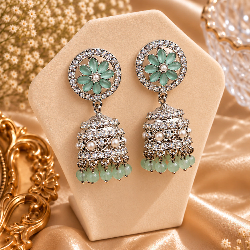 silver mint mini jhumki