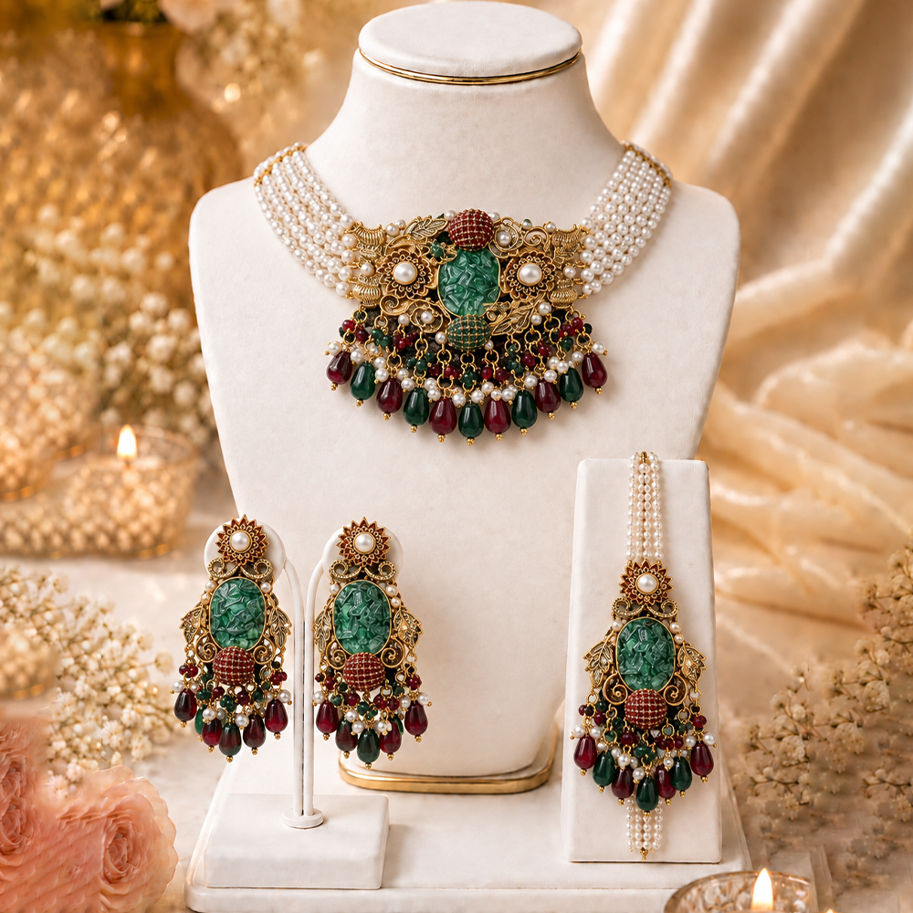 zeenat oval stone half choker