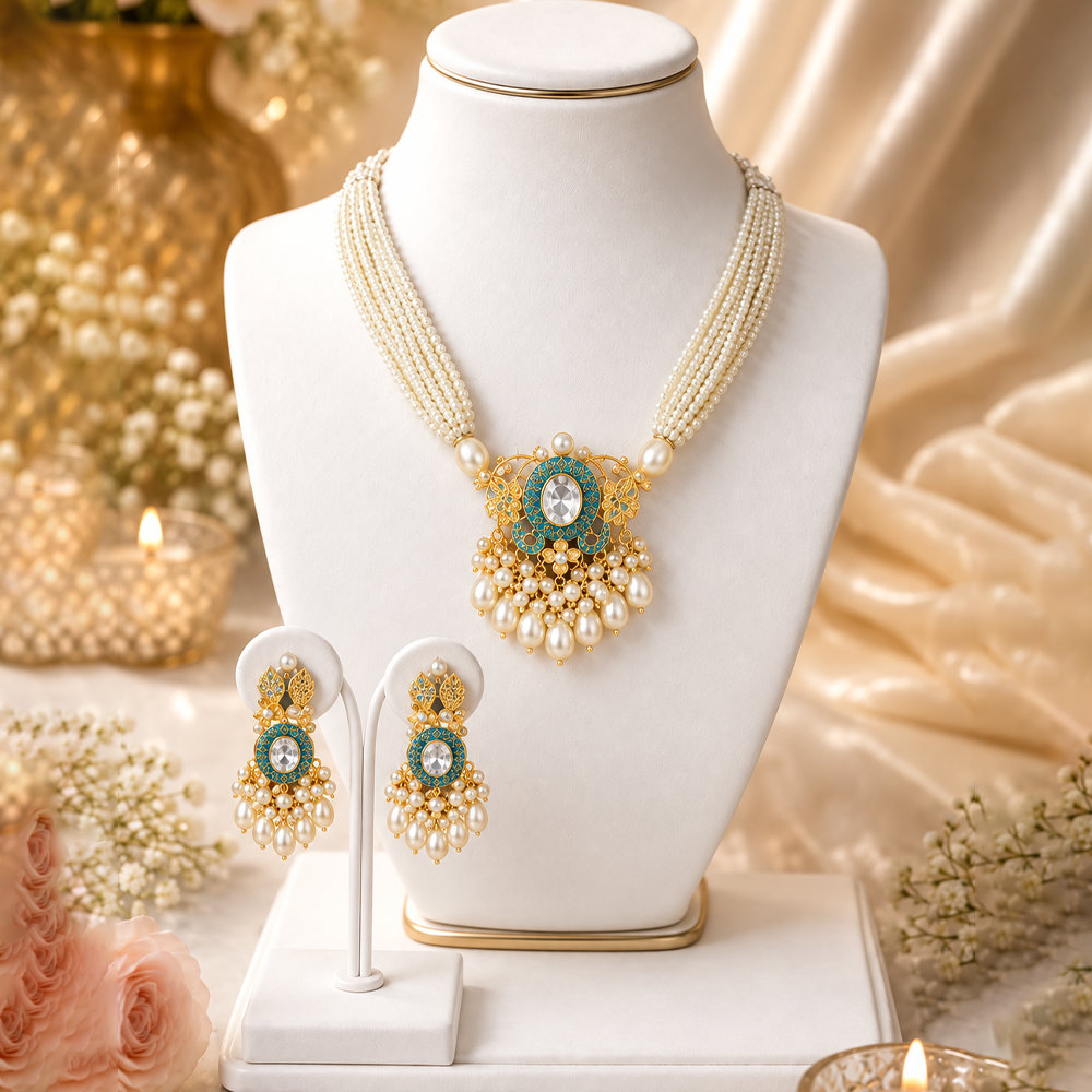 Gulnaar pearl stone choker
