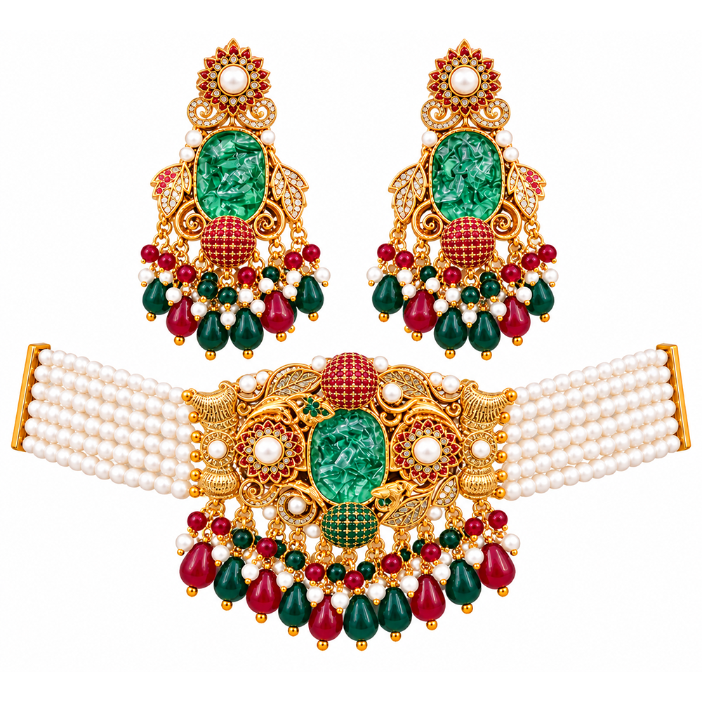 zeenat oval stone half choker