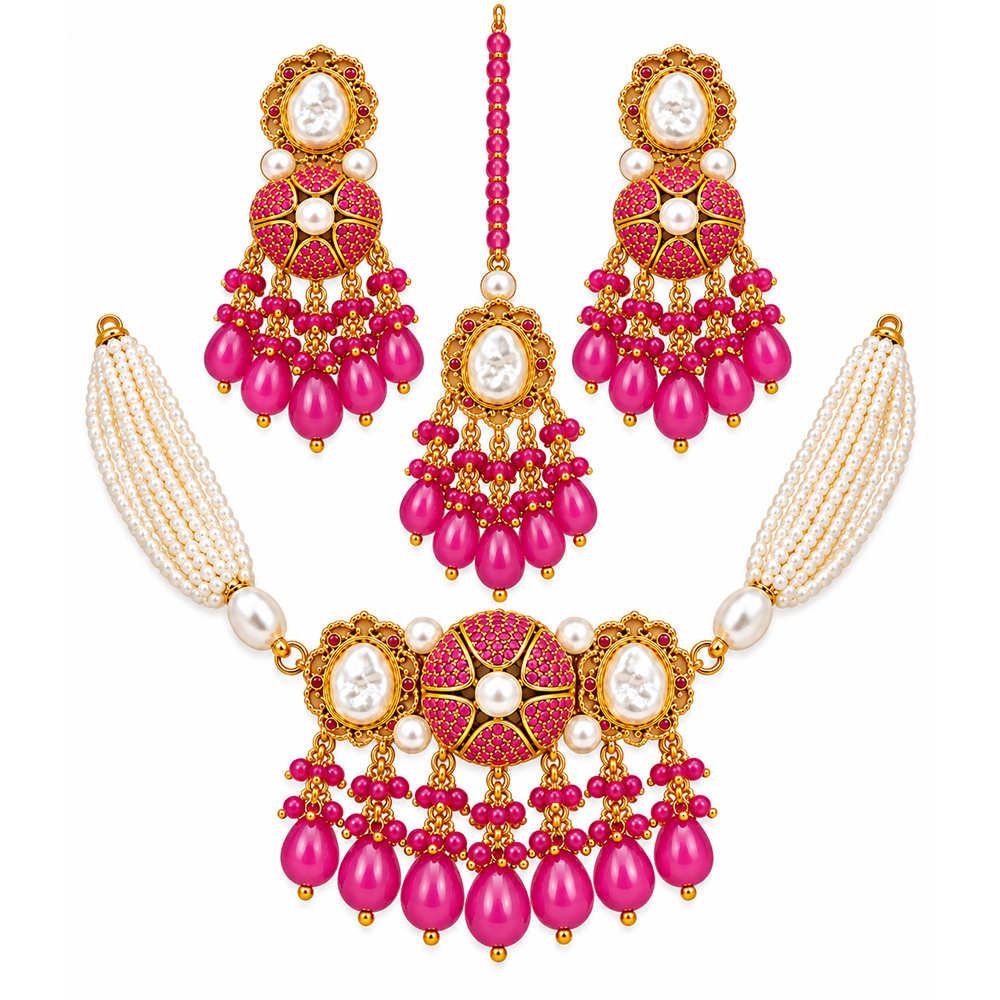 gulnaar hot pink nagina choker