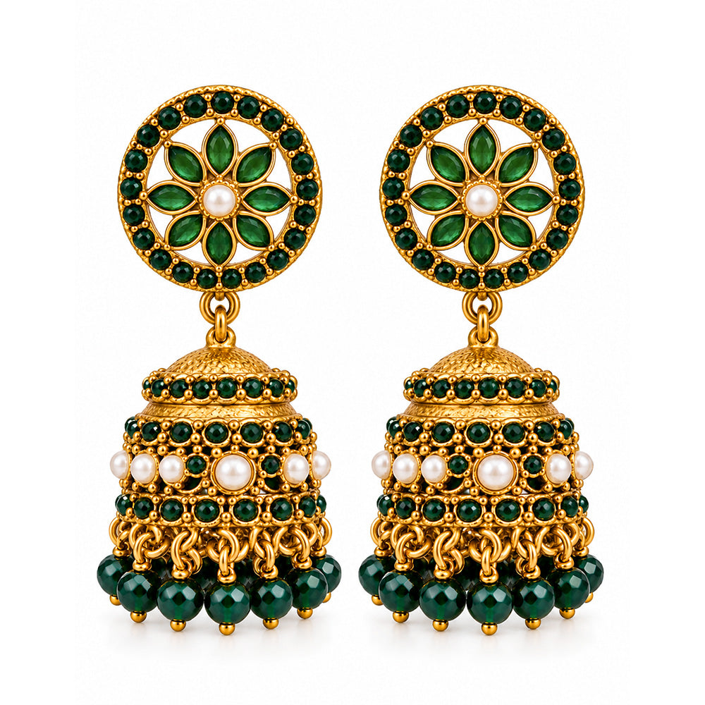 Golden green mini jhumki