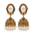 pearl multi golden jhumki