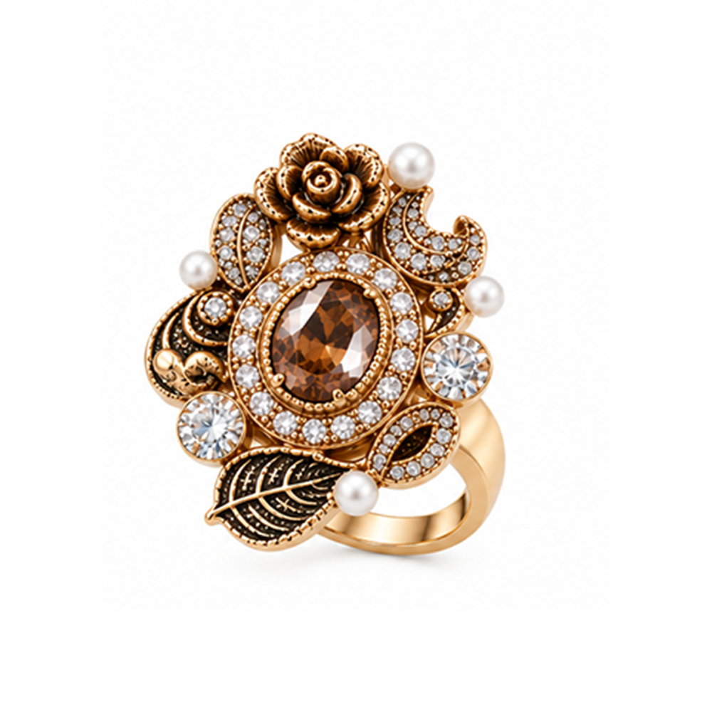 Rose champagne stone ring
