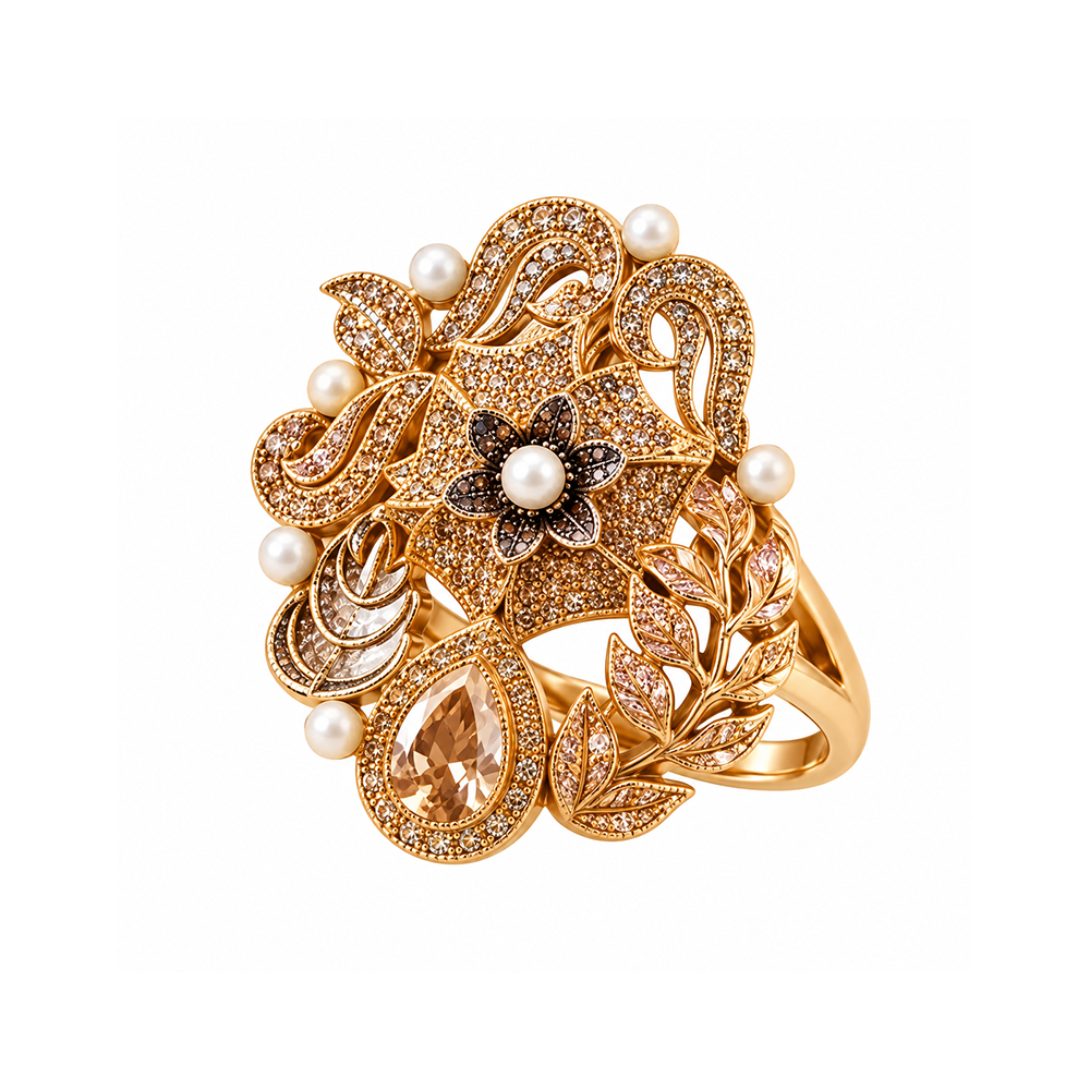 antique champagne zircon ring