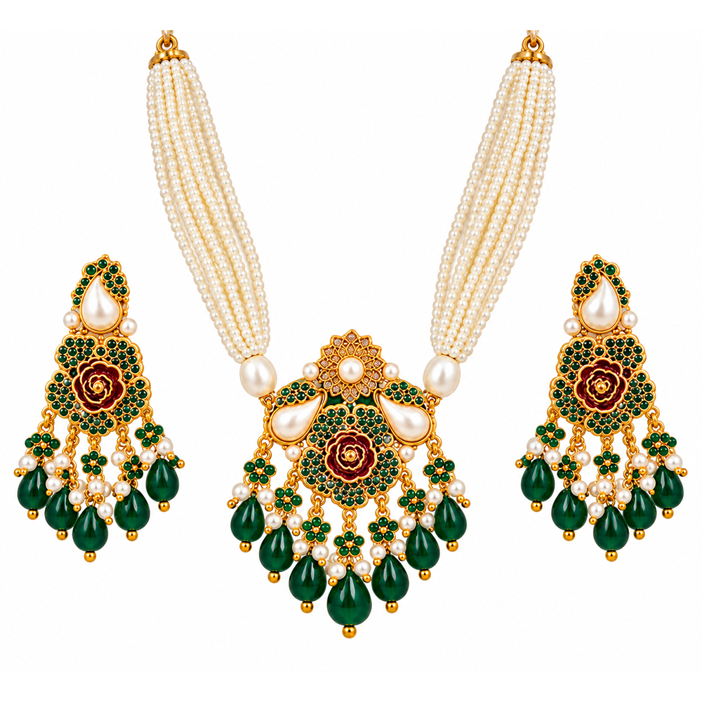 gulnaar green floral choker
