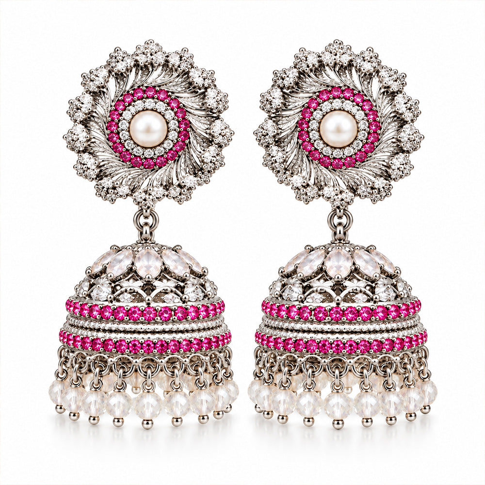 Silver blush pink jhumki