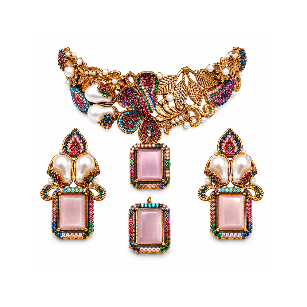 Turkish Multi pink stone Collar