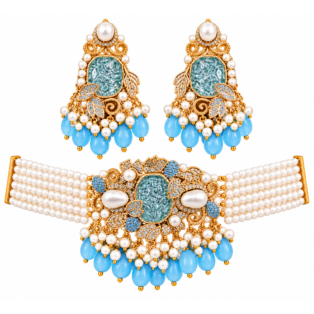 zeenat azure shade half choker