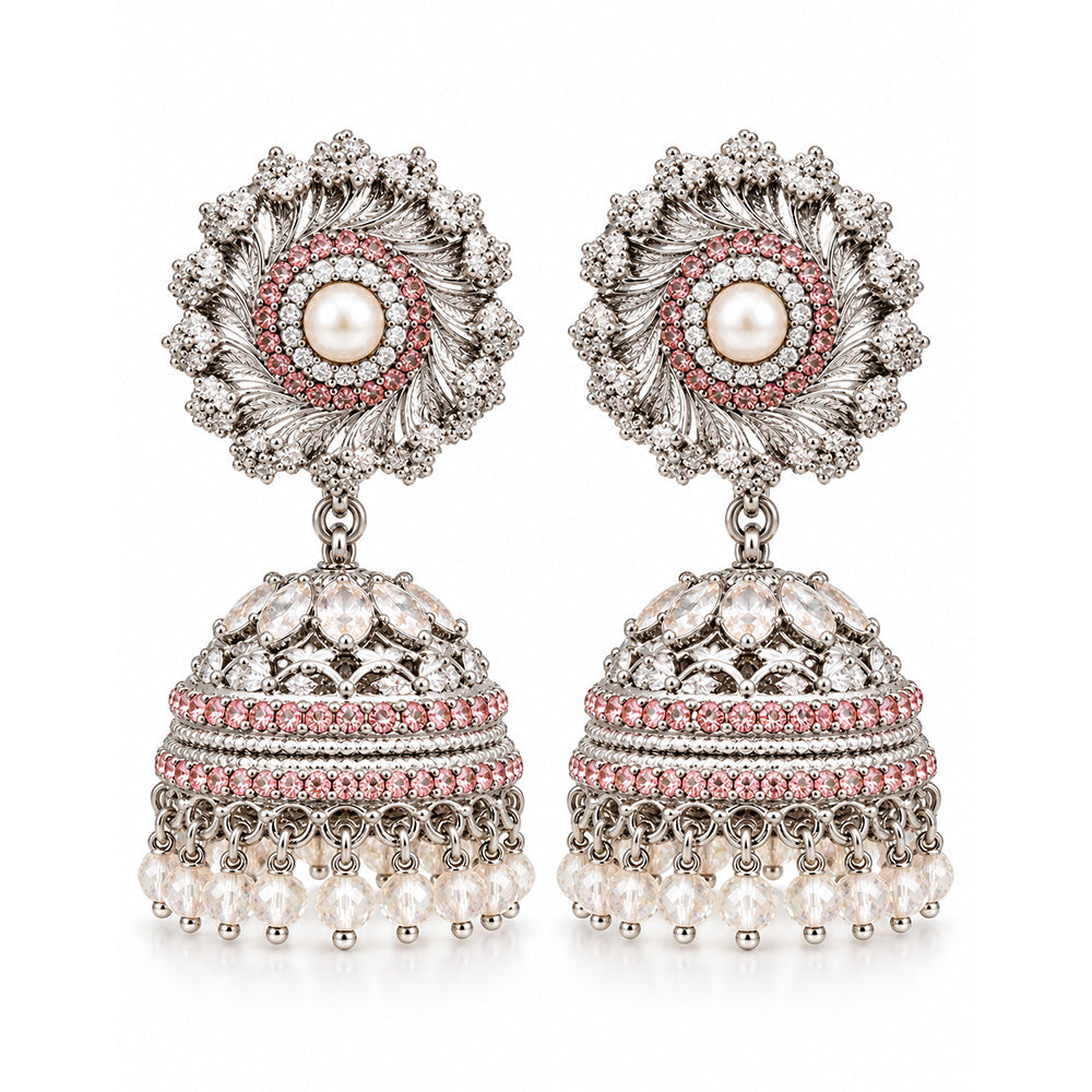 Silver blush pink jhumki