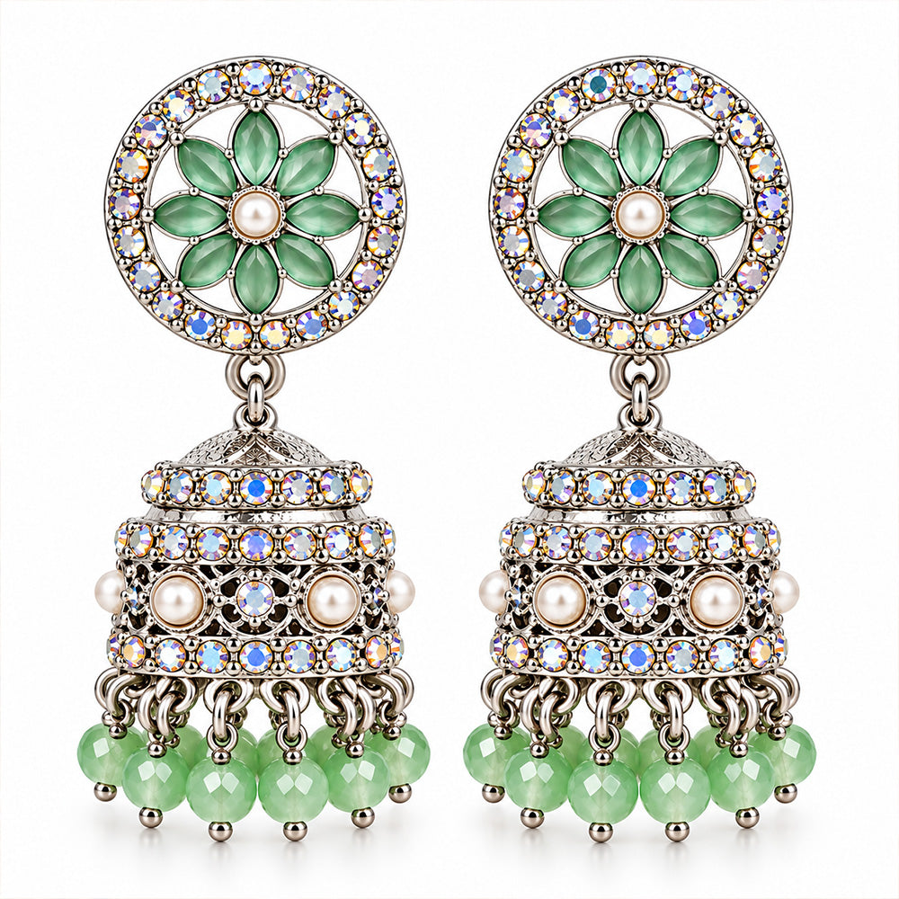 silver mint mini jhumki