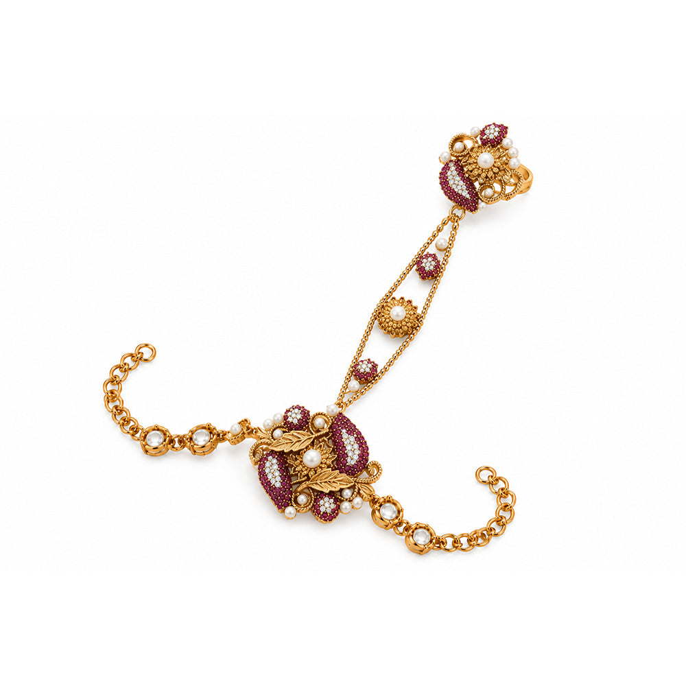 hot pink rose pearl harness