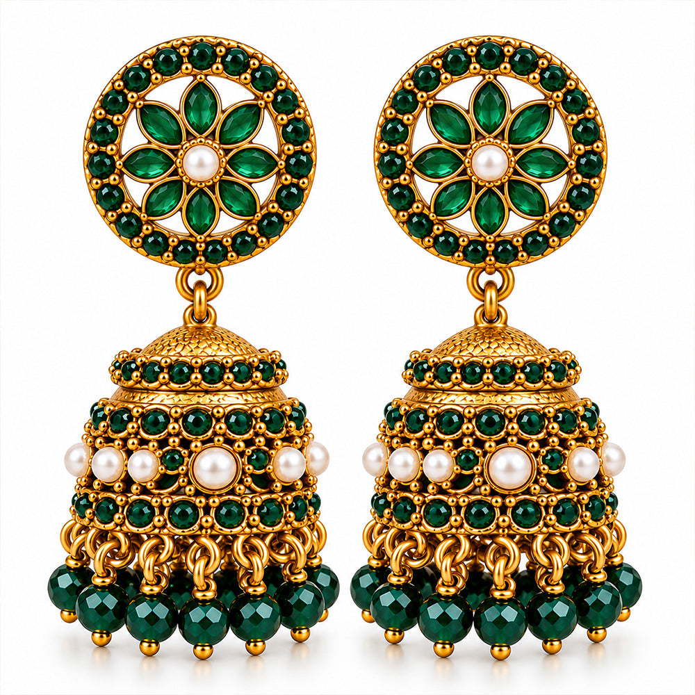 Golden green mini jhumki