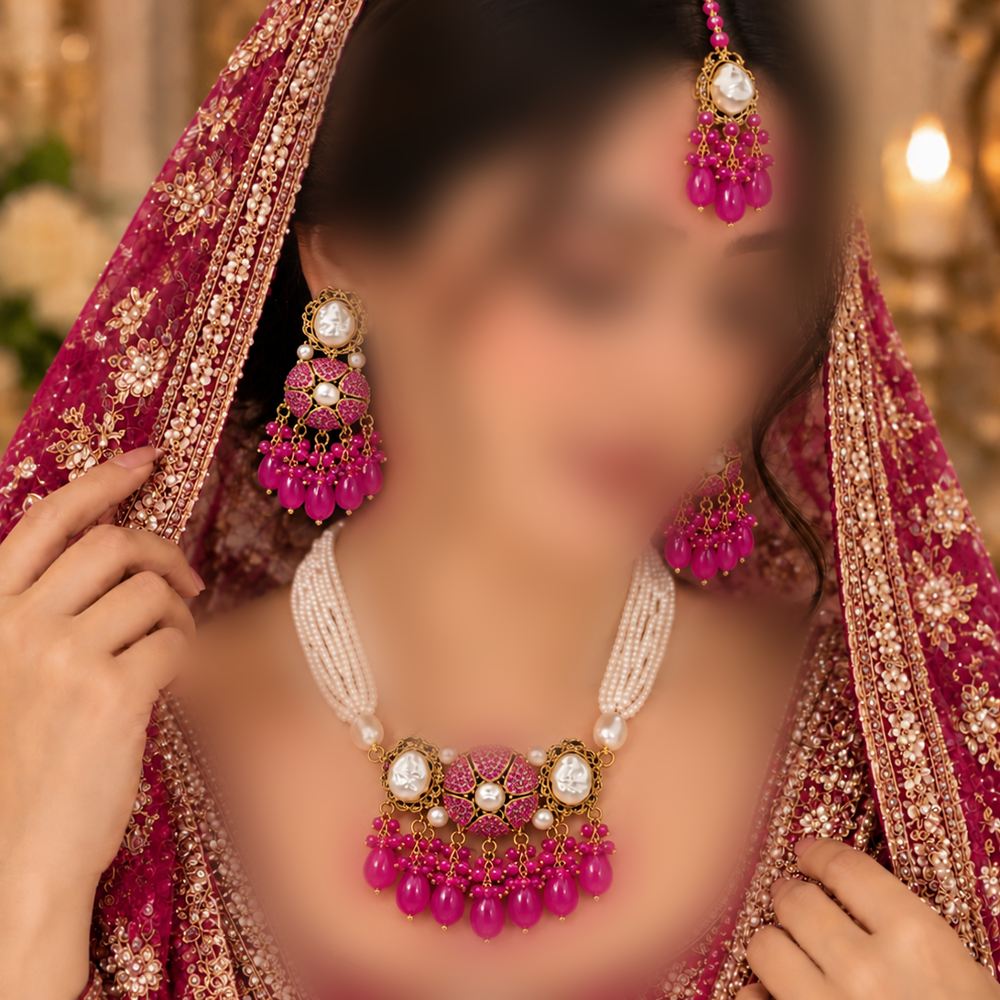 gulnaar hot pink nagina choker