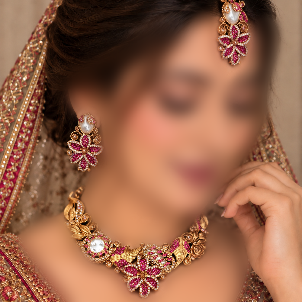 Turkish hot Pink full collar set