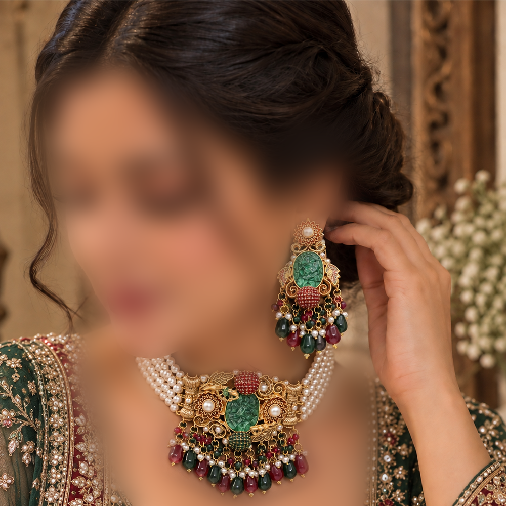 zeenat oval stone half choker