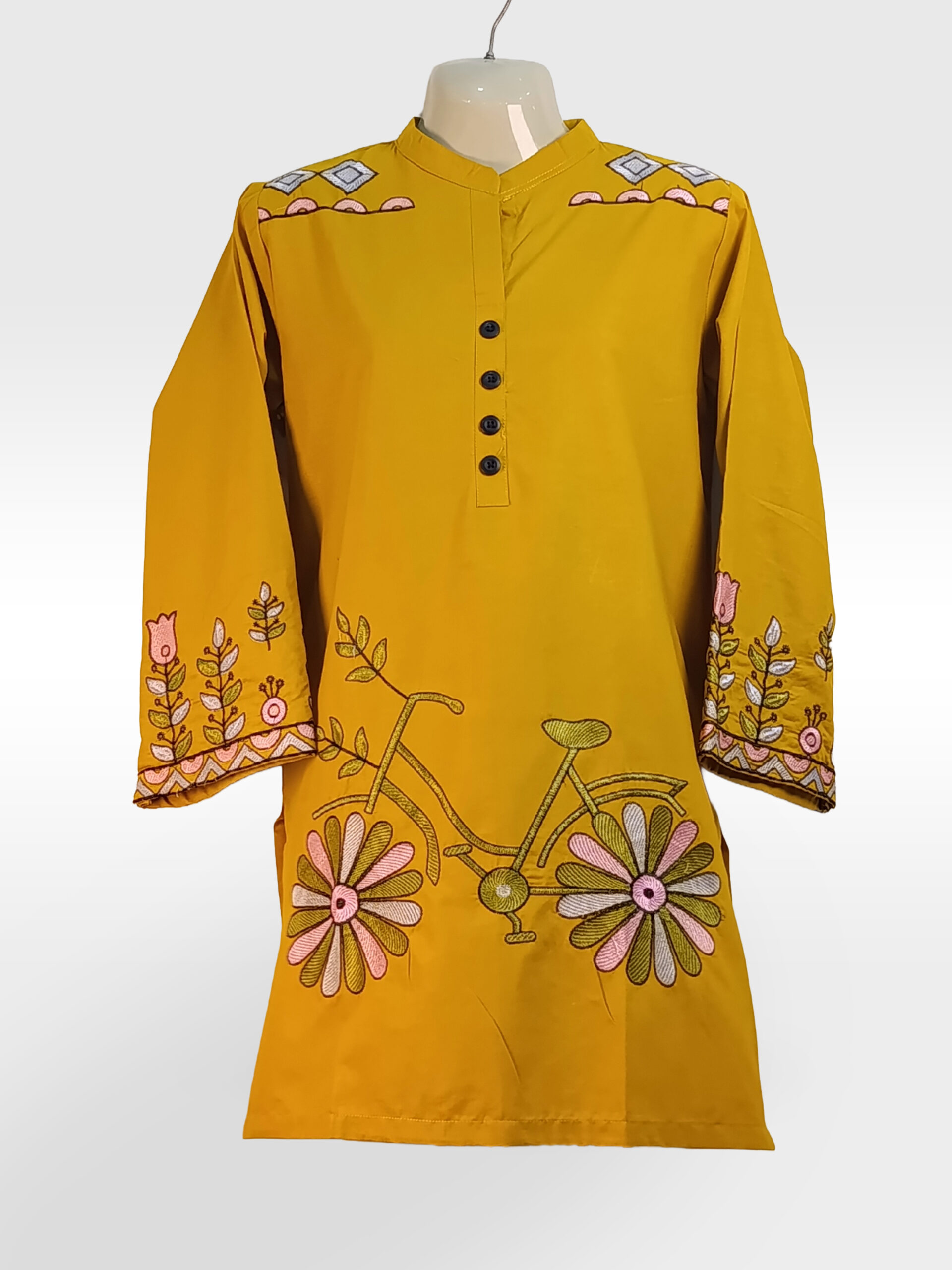 Cotton Embroider Kurti in Mustard ZZZEP1P-25106 - Image 2