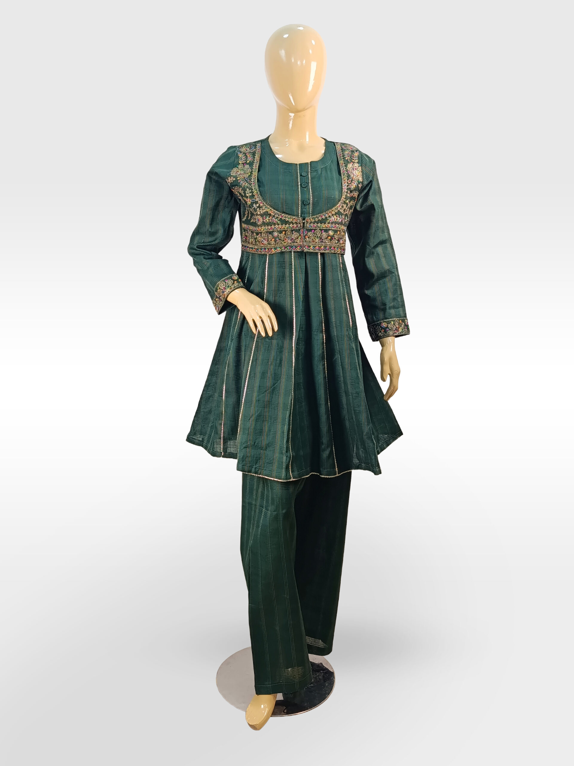 3 PCS Sequins Embroidered Coati with Panel Frock ZZGEP2PT-251016