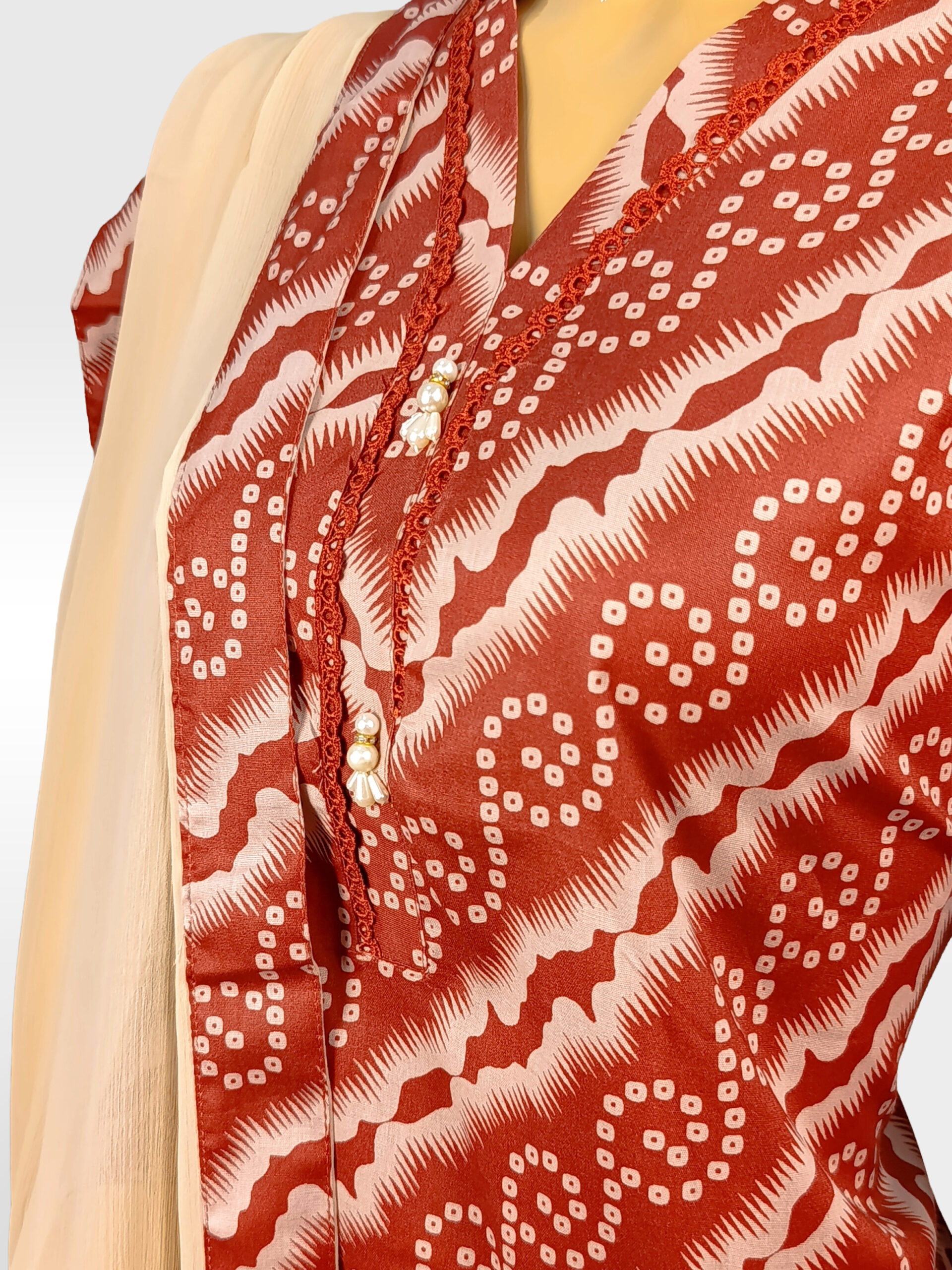 3 PCS Printed Pret Co-Ord set with Chiffon Dupatta ZZBP3P-251035 - Image 3