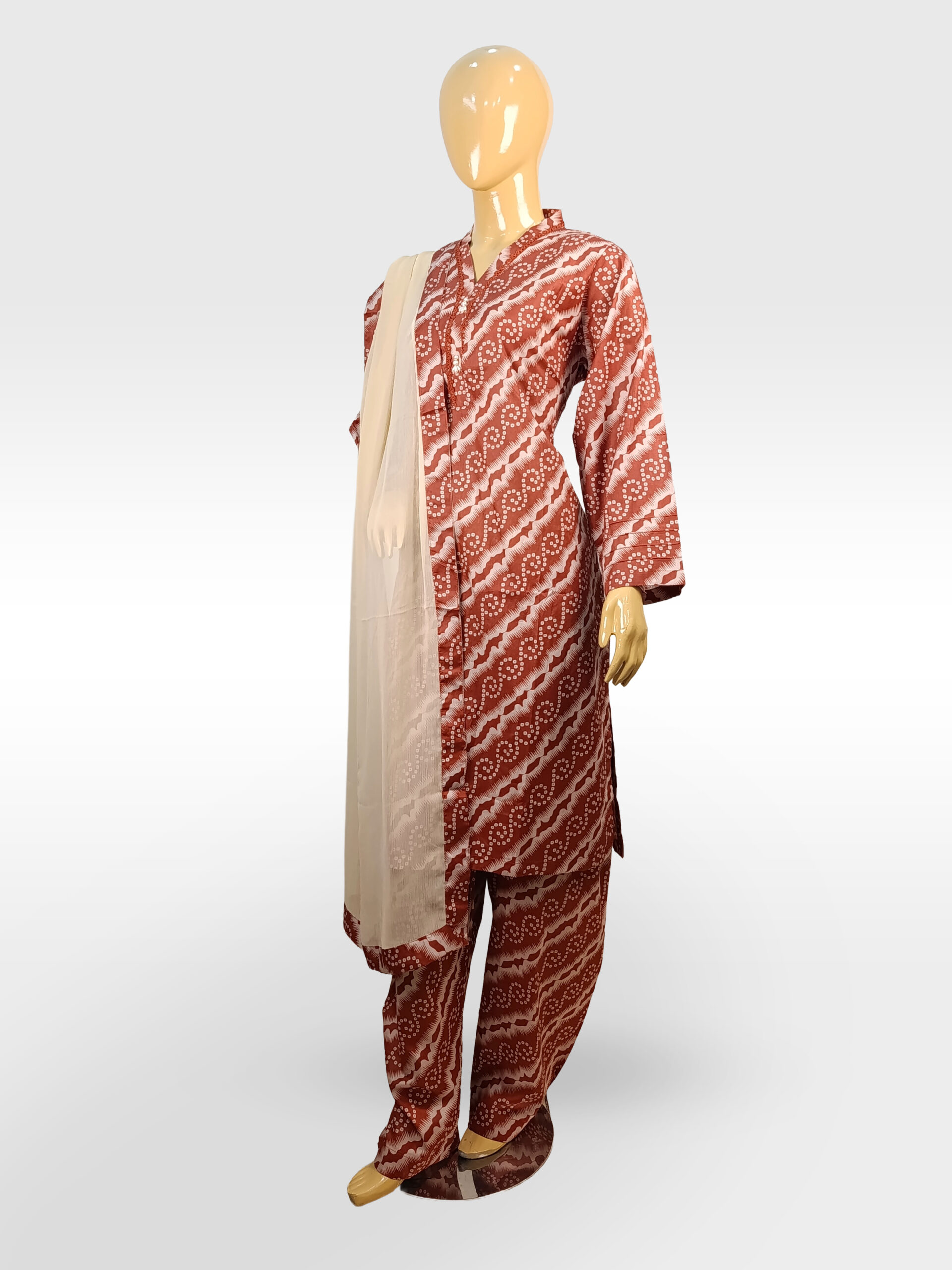 3 PCS Printed Pret Co-Ord set with Chiffon Dupatta ZZBP3P-251035 - Image 4