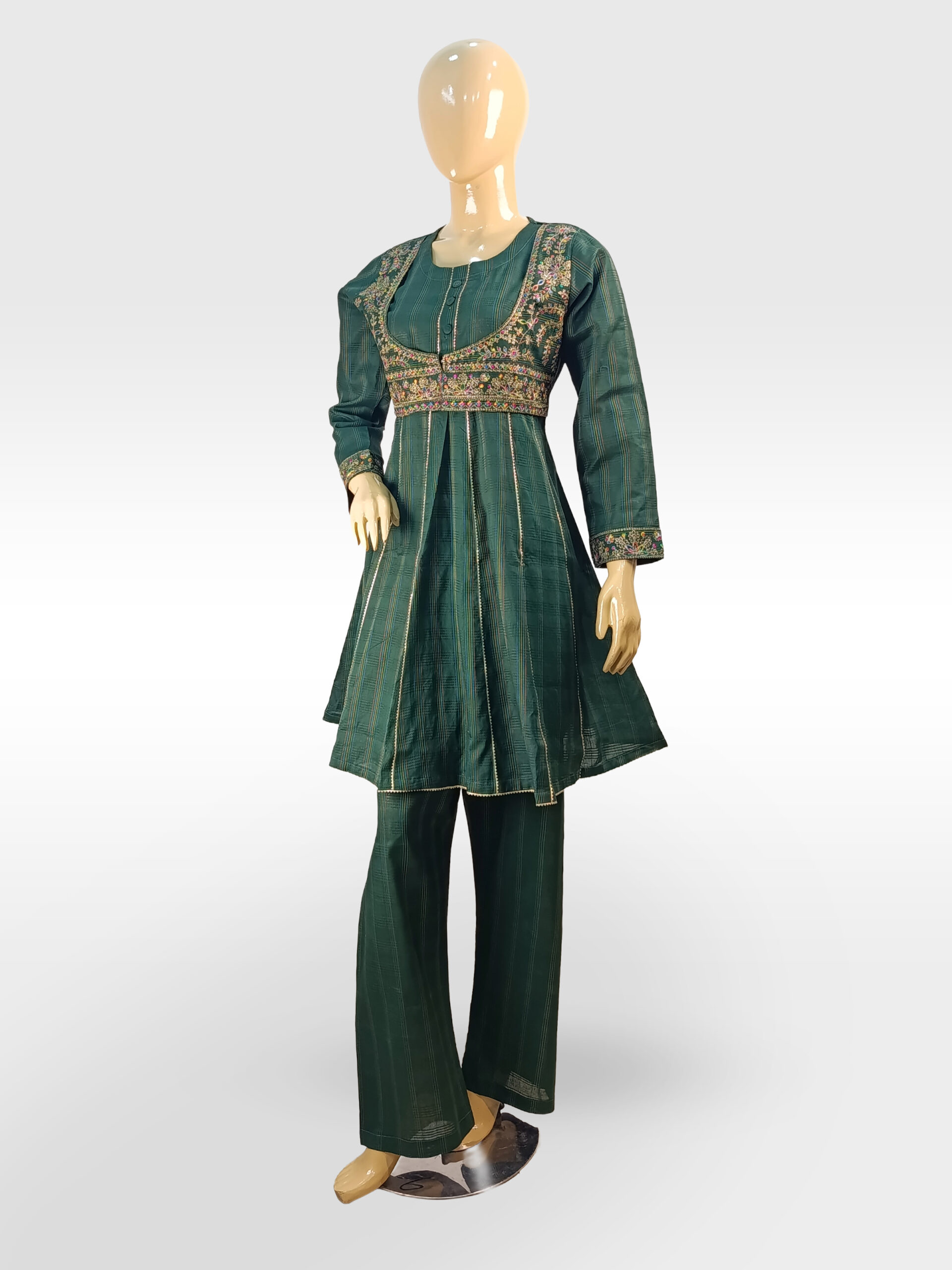 3 PCS Sequins Embroidered Coati with Panel Frock ZZGEP2PT-251016 - Image 4