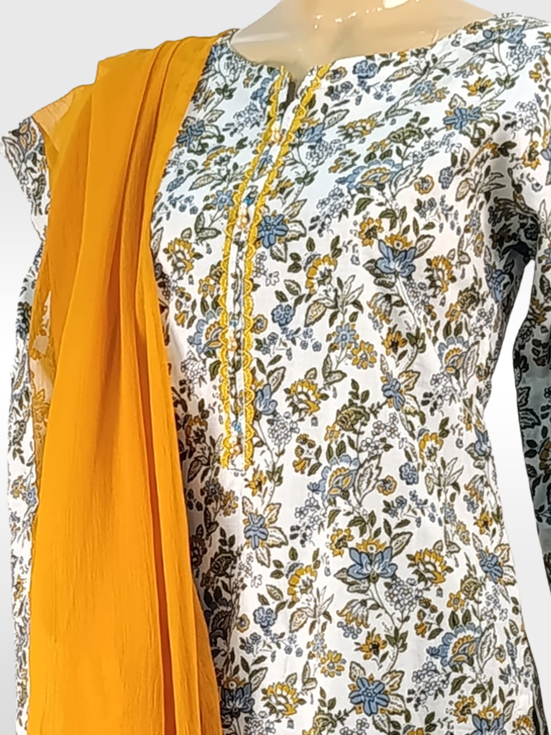 3 PCS Printed Pret Co-Ord set with Chiffon Dupatta ZZMRP3P-251036 - Image 2