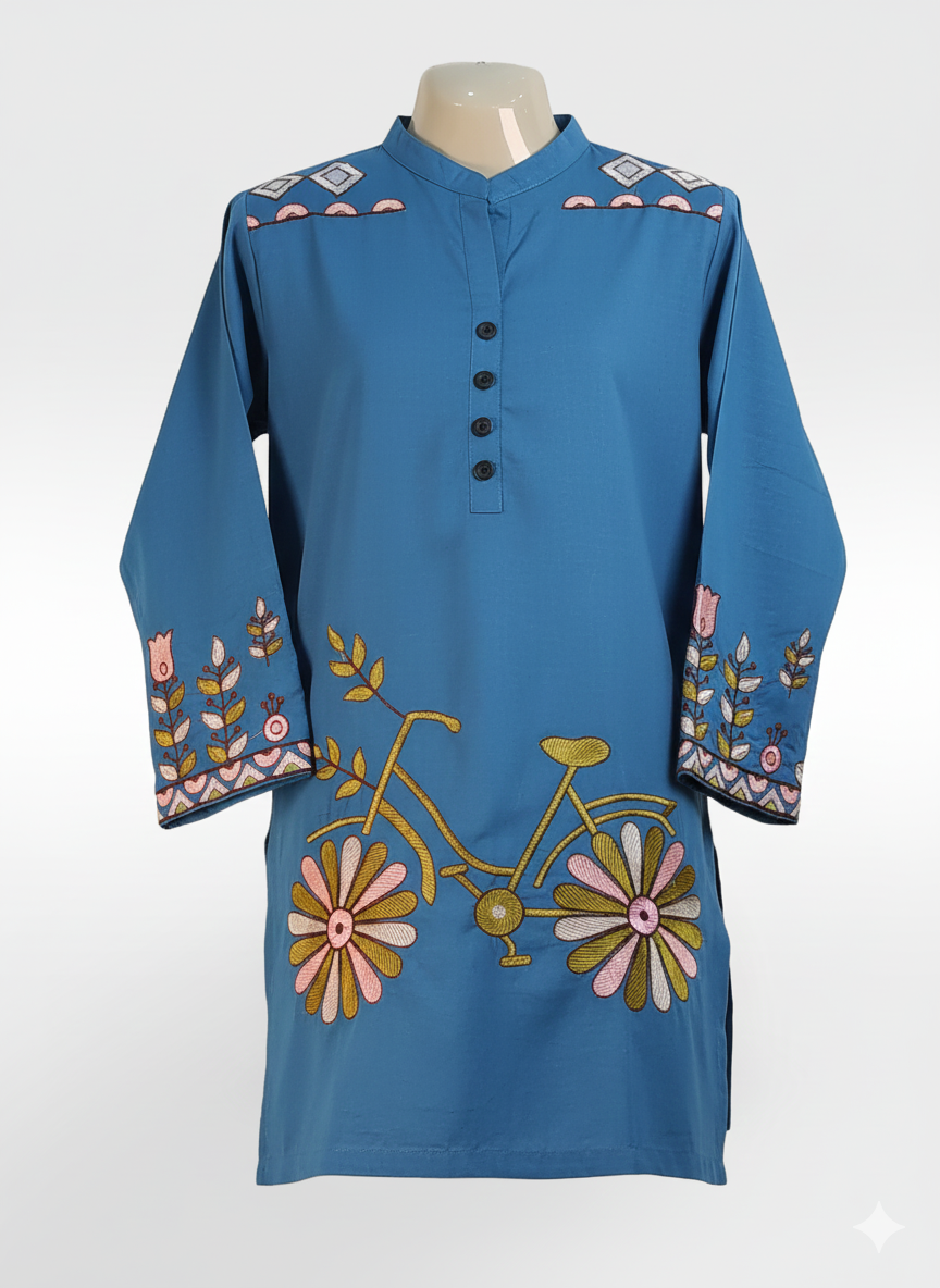 Cotton Embroider Kurti in Mustard ZZZEP1P-25106 - Image 5