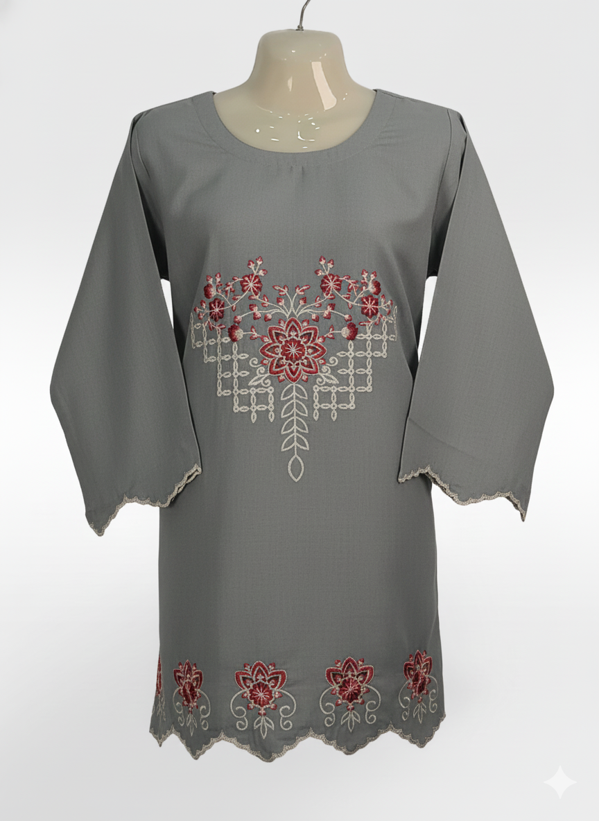 Cotton Embroidered Kurti ZZMEP1P-25108 - Image 3